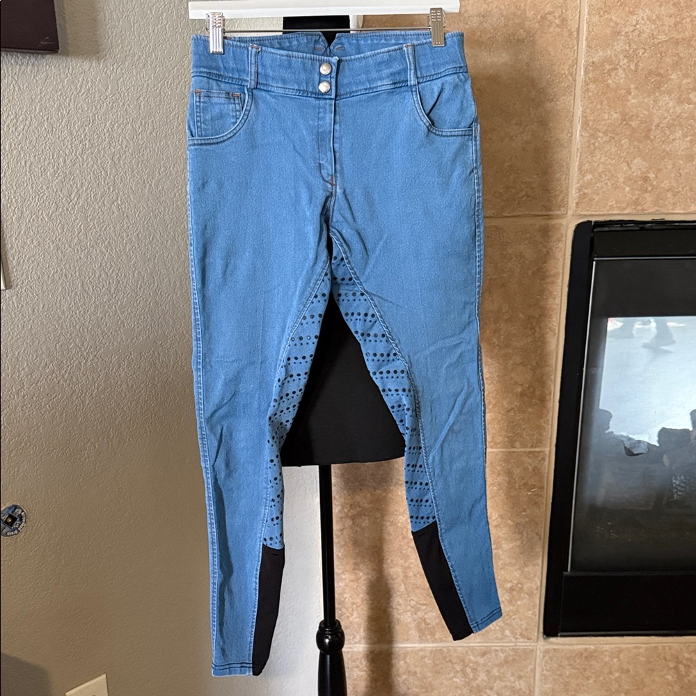 Horze Light Denim Riding Full Seat Breeches